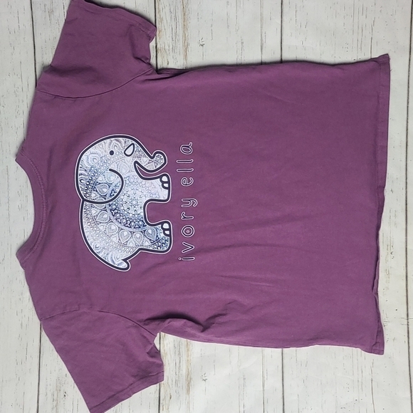 Ivory Ella Purple Short Sleeve Mandala Elephant Patterned Size Small - Picture 5 of 6